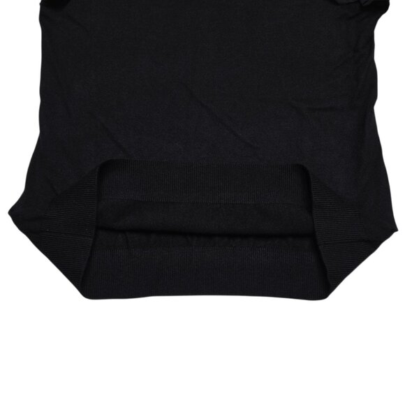 Sioni Milano Sweater Women Medium Black Short Sleeve Ruffle Mesh Knit Whimsigoth - Picture 8 of 13